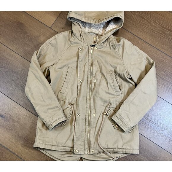 Collection B Tan Hooded Lightweight Full Zip Jacket Size M - Picture 2 of 8